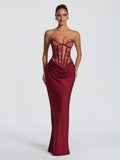 Kathleen Strapless Lace Corset Maxi Dress — Svelte Chic
