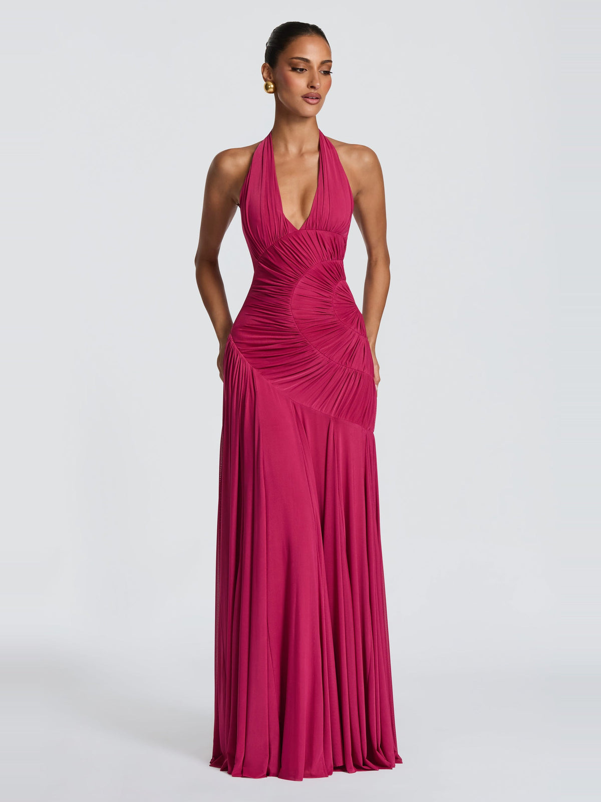 Cova Halter Plunge Jersey Maxi Dress — Svelte Chic