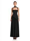 Sidonie Square Neck Strappy Asymmetric Maxi Gown — Svelte Chic