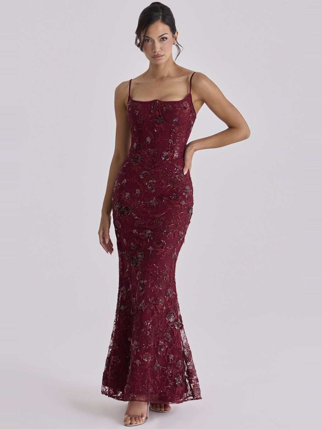 Naima Embellished Beaded Corset Maxi Dress — Svelte Chic