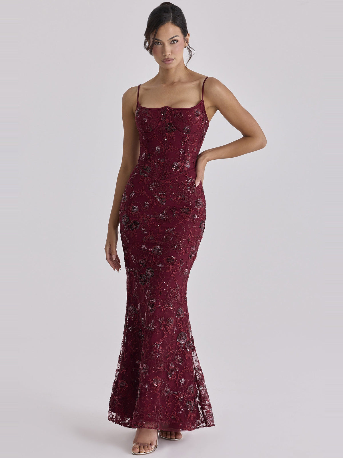 Naima Embellished Beaded Corset Maxi Dress — Svelte Chic