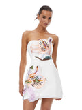Automne Off Shoulder Floral Embroidered Mini Dress — Svelte Chic