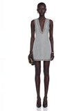 Daphne Crystal Sleeveless Denim Mini Dress — Svelte Chic
