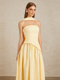 Sidonie Off-Shoulder Panelled Maxi Gown - Yellow — Svelte Chic