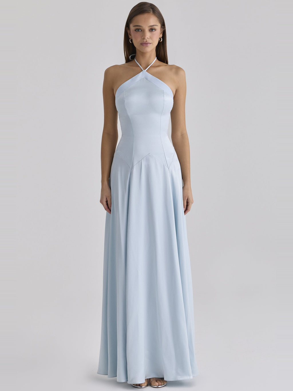 Avelina Halter Satin Maxi Dress — Svelte Chic