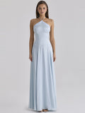 Avelina Halter Satin Maxi Dress — Svelte Chic