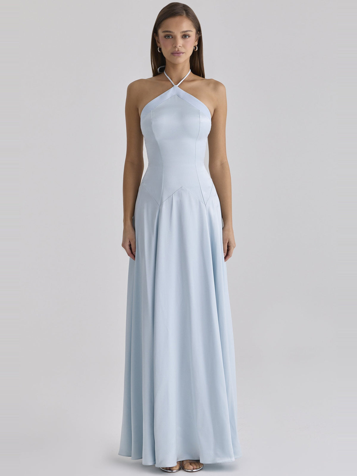 Avelina Halter Satin Maxi Dress — Svelte Chic