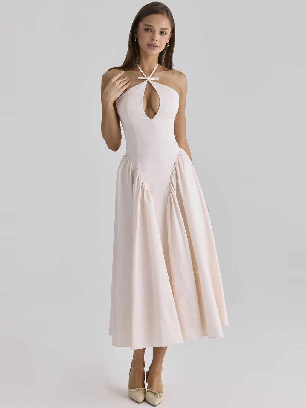 Lilli Halter Keyhole Cotton Midi Dress — Svelte Chic