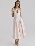 Lilli Halter Keyhole Cotton Midi Dress — Svelte Chic