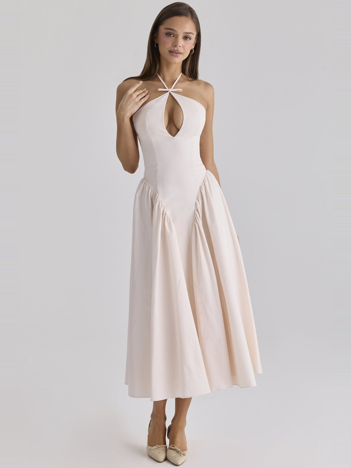 Lilli Halter Keyhole Cotton Midi Dress — Svelte Chic