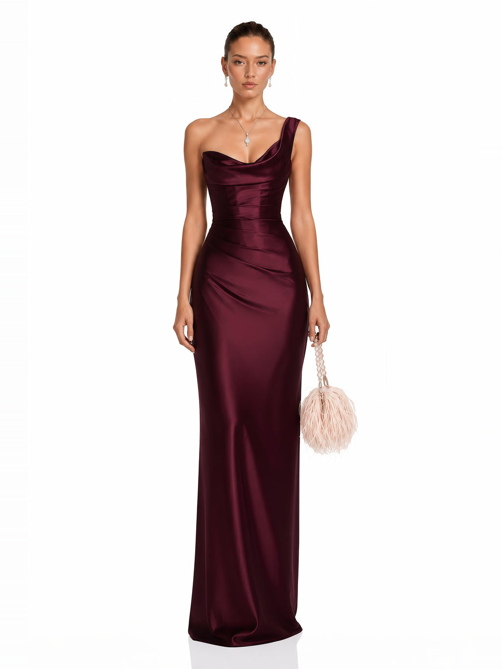 Hannah One Shoulder Satin Maxi Dress — Svelte Chic