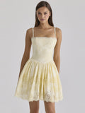 Chloe Broderie Lace Square Neck Mini Dress — Svelte Chic