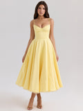 Mademoiselle Satin Tulle Sweetheart Midi Dress — Svelte Chic