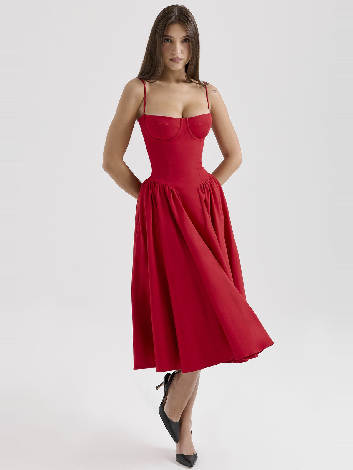 Samaria Strappy Draped Midi Dress — Svelte Chic