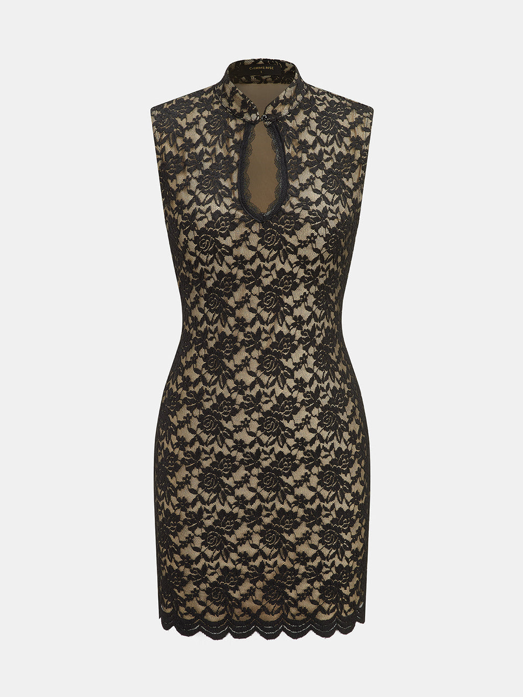 Keyhole Neck Lace Bodycon Mini Dress - Black — Svelte Chic