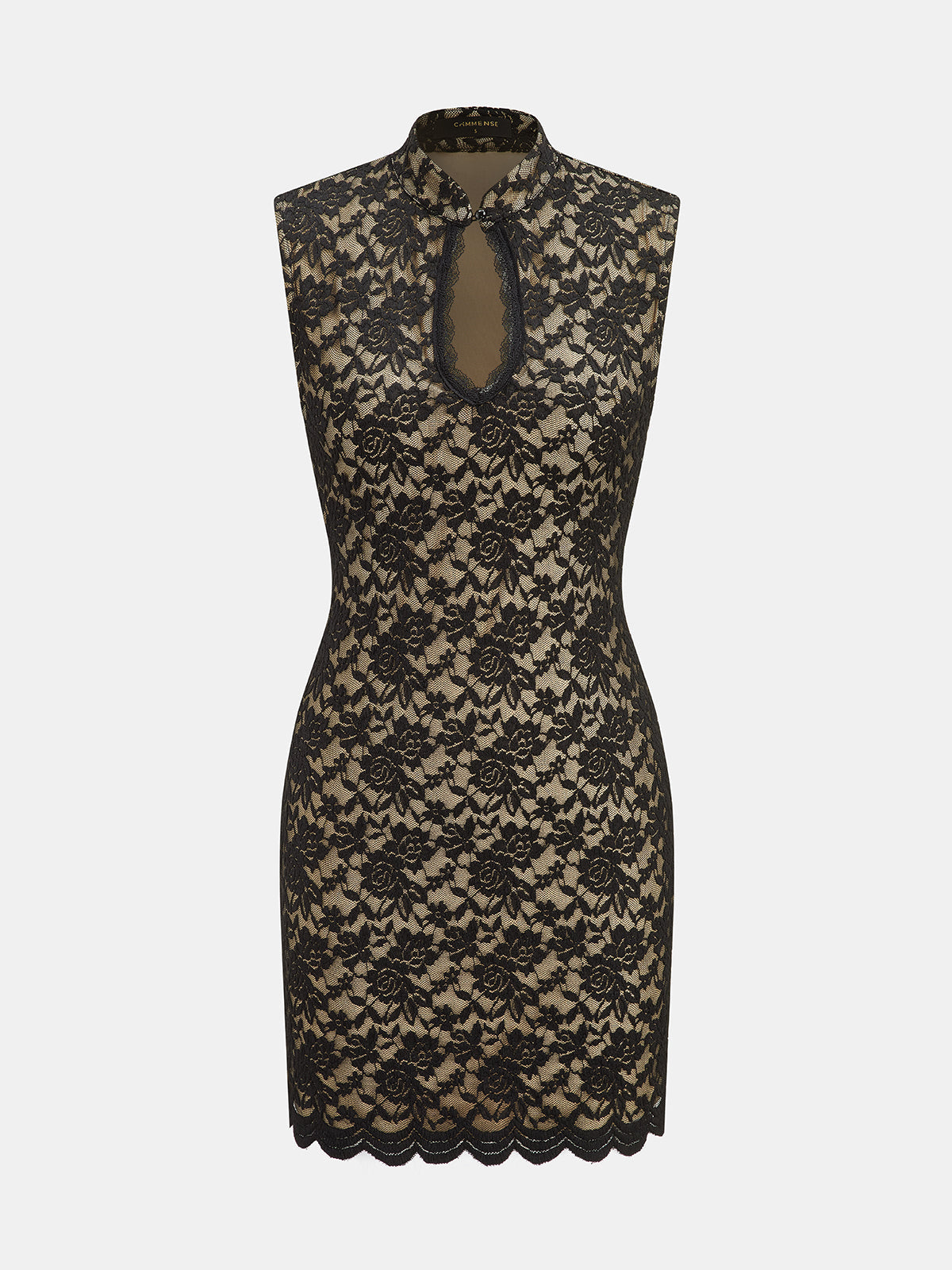 Keyhole Neck Lace Bodycon Mini Dress - Black — Svelte Chic