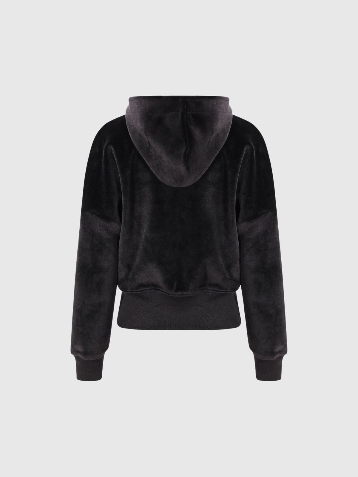 Ailpein Zip Front Hooded Velvet Top - Black — Svelte Chic