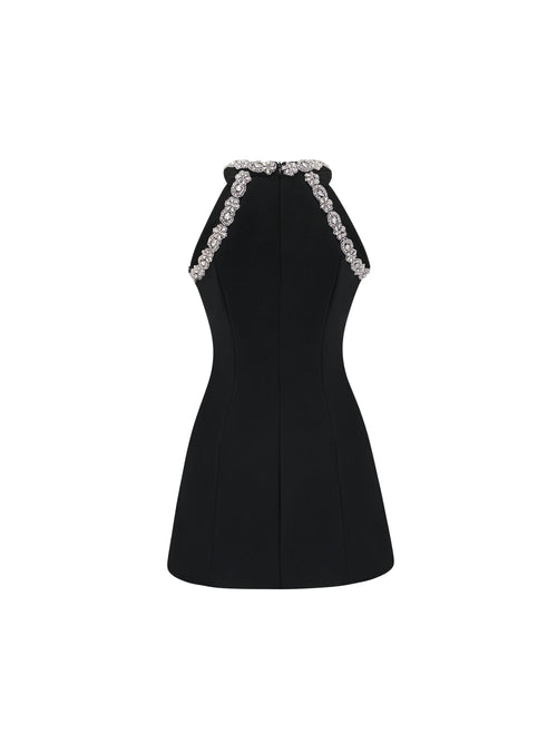 Babette Crystal Round Neck Mini Dress — Svelte Chic