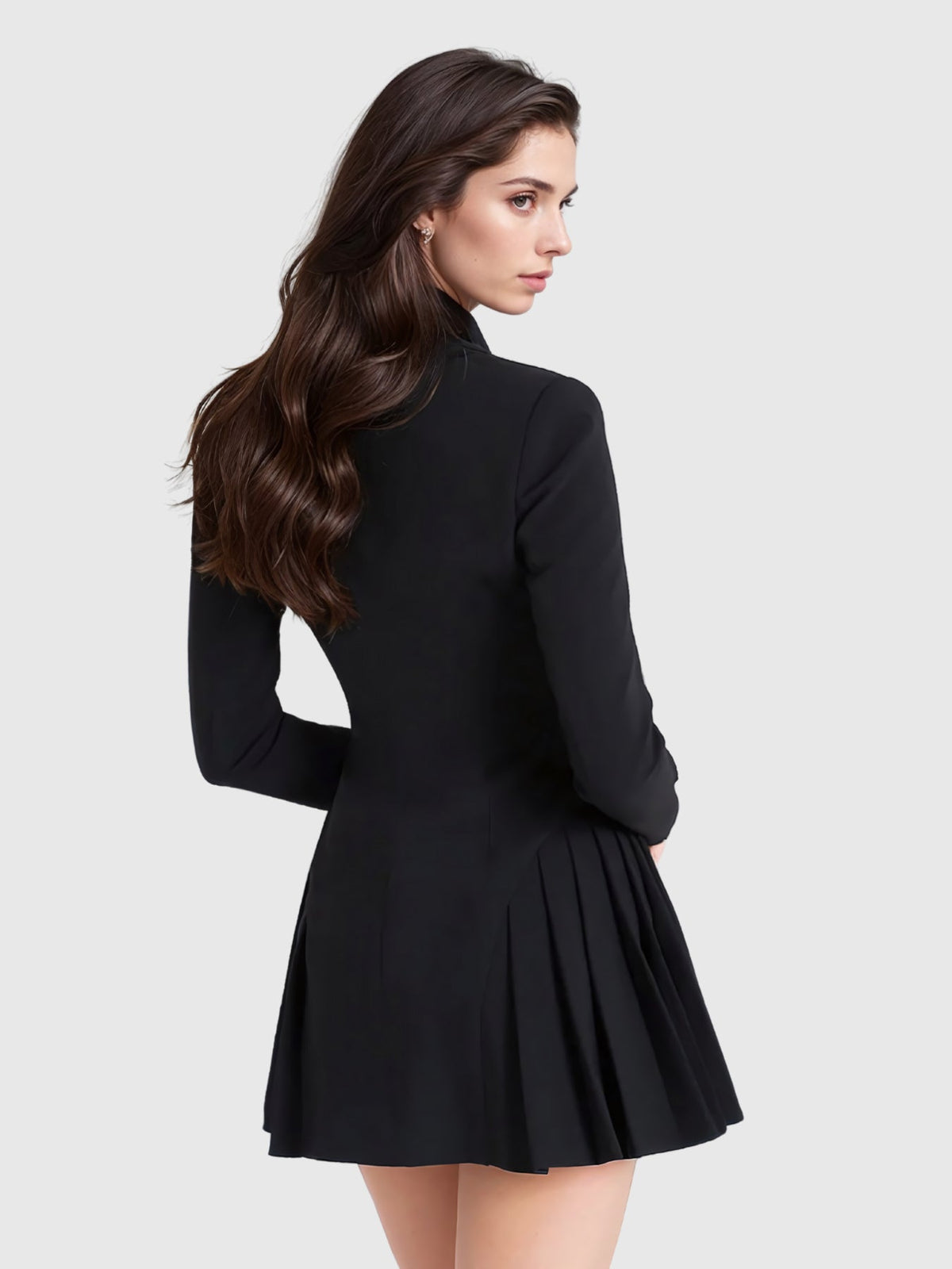 Acosta Tailored Shawl Collar Flared Mini Dress - Black — Svelte Chic