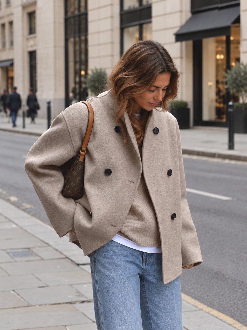 Oversized Double-Breasted Cropped Jacket — Svelte Chic