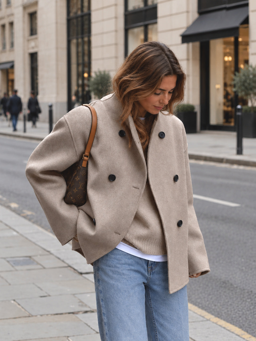 Oversized Double-Breasted Cropped Jacket — Svelte Chic