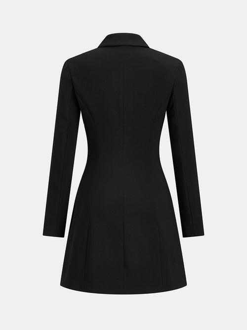Asymmetric Button Pleated Blazer Mini Dress — Svelte Chic