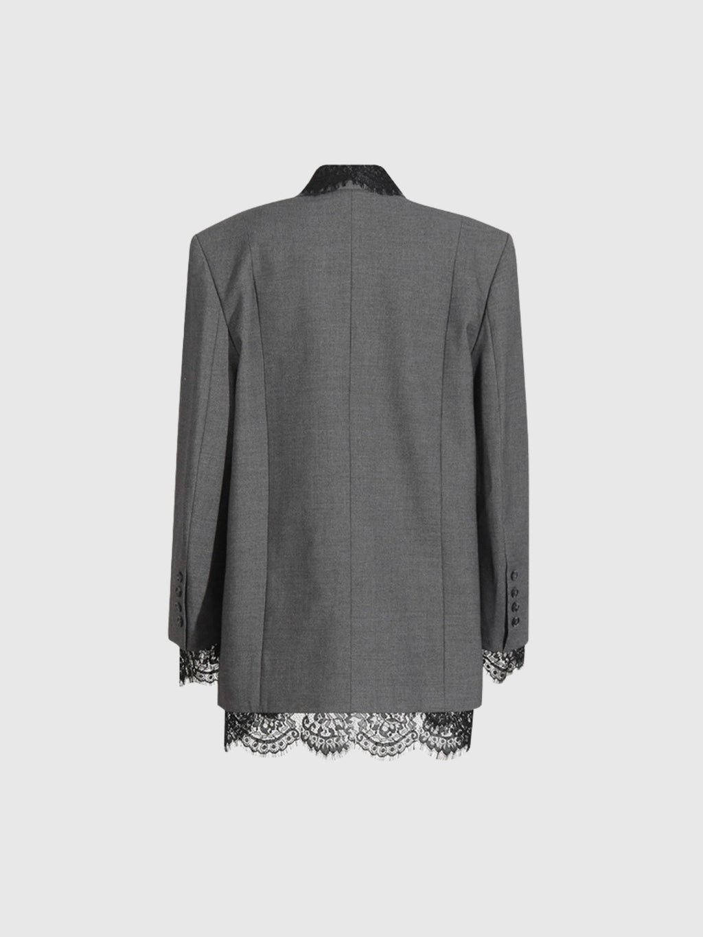 Gargi Lace Trim V Neck Blazer - Grey — Svelte Chic