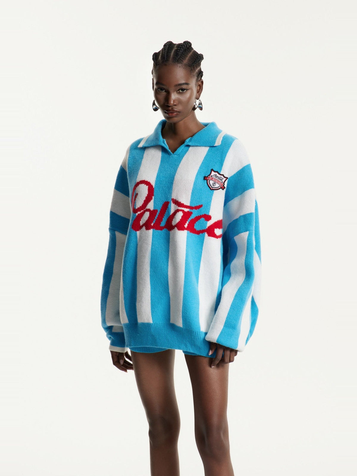 Edwena Striped Knit Polo Collar Shorts Set — Svelte Chic