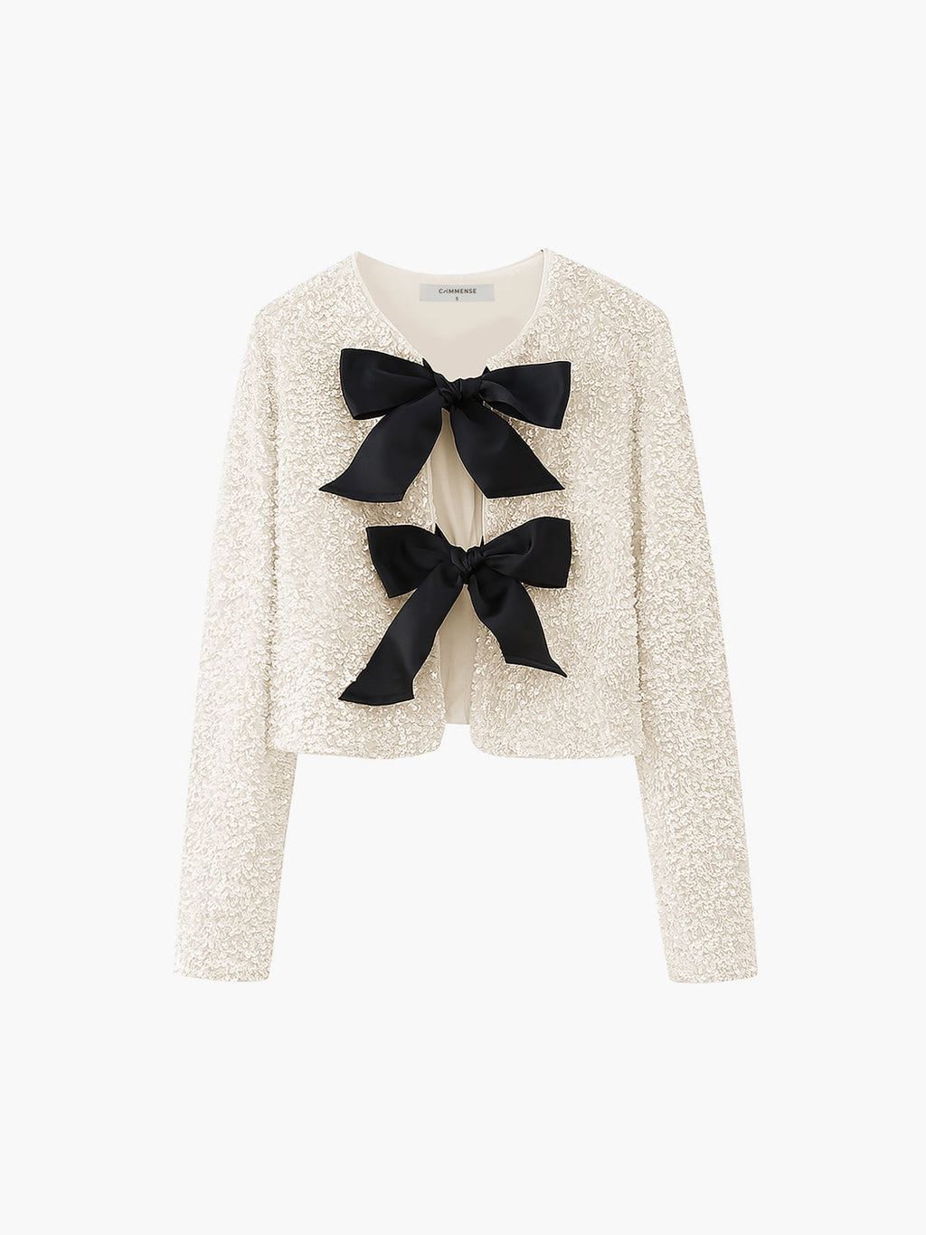 Bow-Detail Sequined Velvet Cropped Jacket — Svelte Chic