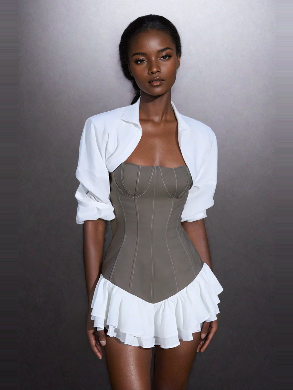 Abilene Ruffle Strapless Corset Mini Dress — Svelte Chic