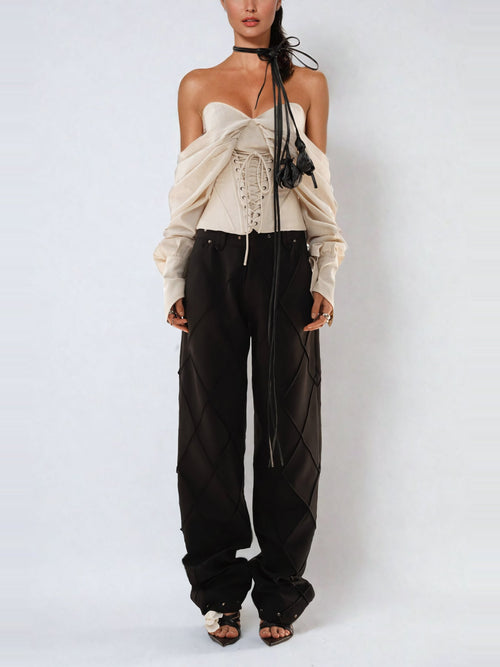 Ballad Off-Shoulder Lace-Up Corset Top — Svelte Chic