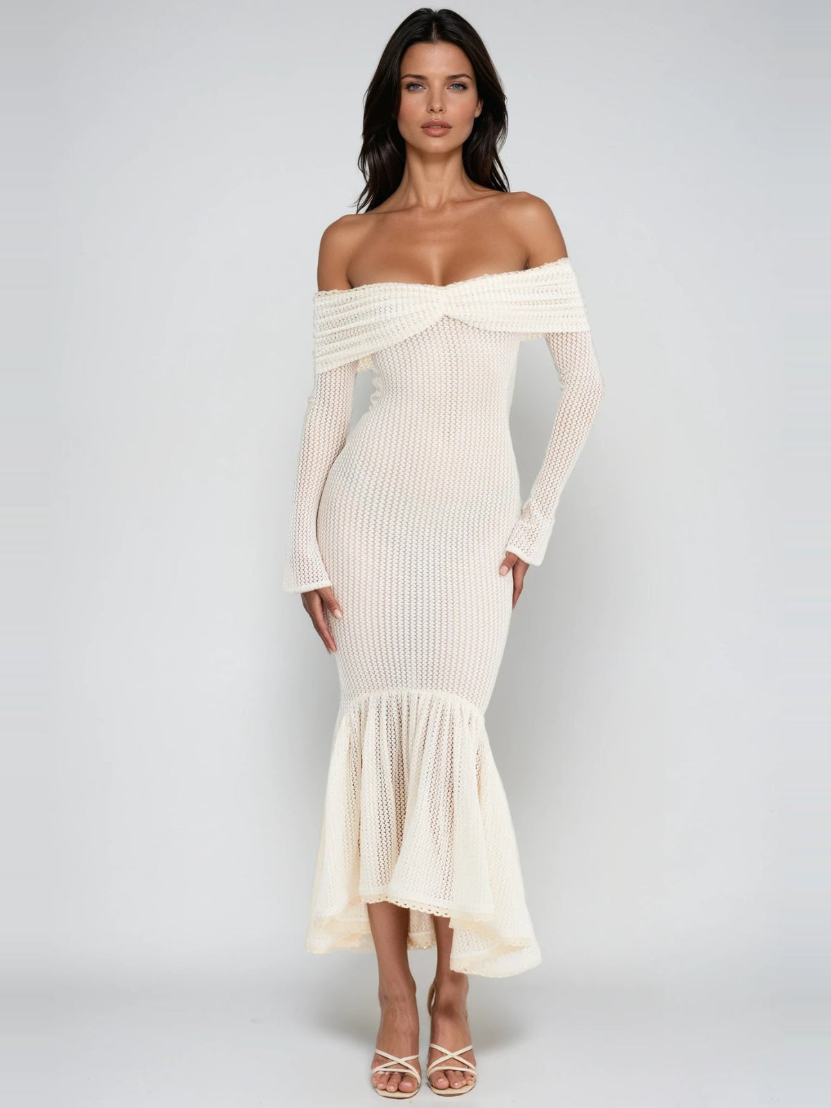 Dilwen Off Shoulder Knit Bodycon Midi Dress — Svelte Chic