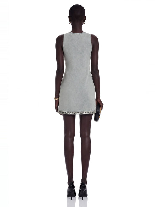 Daphne Crystal Sleeveless Denim Mini Dress — Svelte Chic