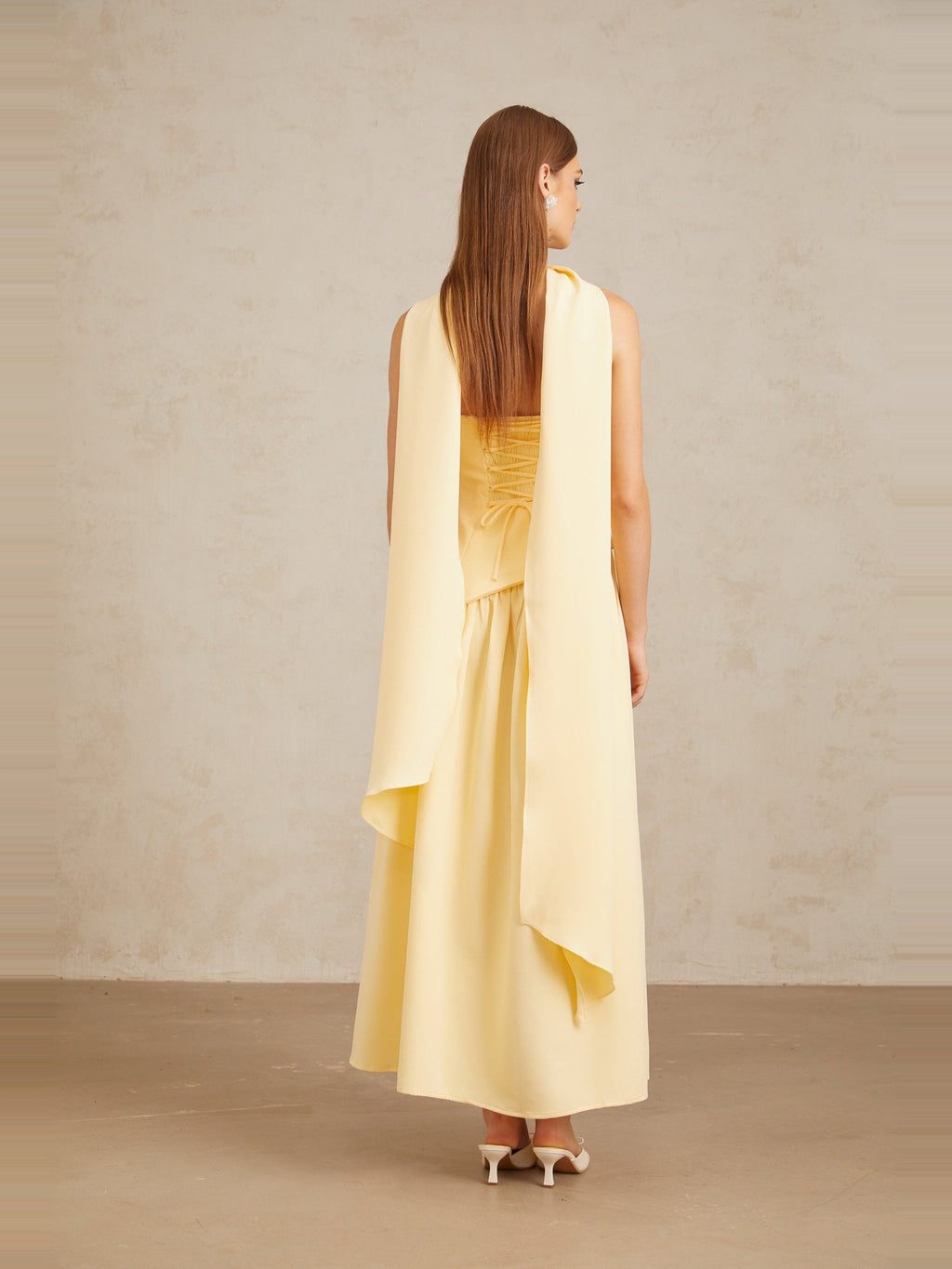 Sidonie Off-Shoulder Panelled Maxi Gown - Yellow — Svelte Chic