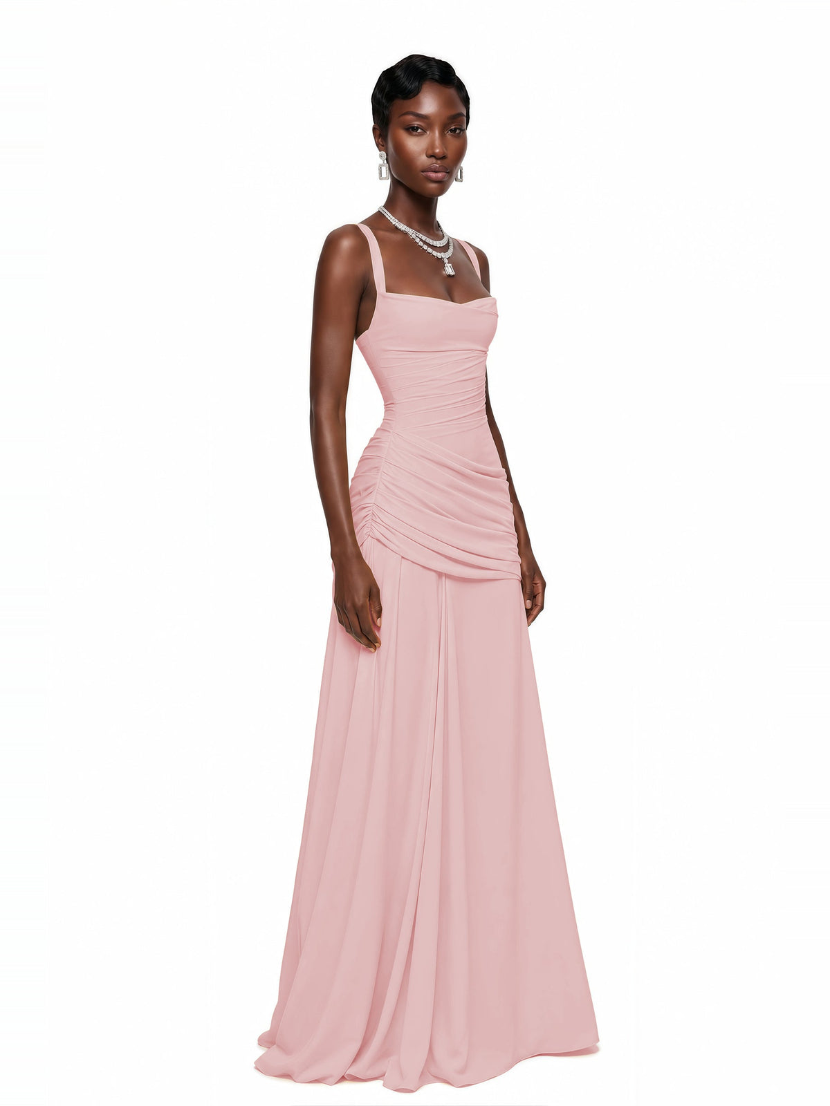 Sanne Gathered Corset Square Neck Maxi Dress — Svelte Chic