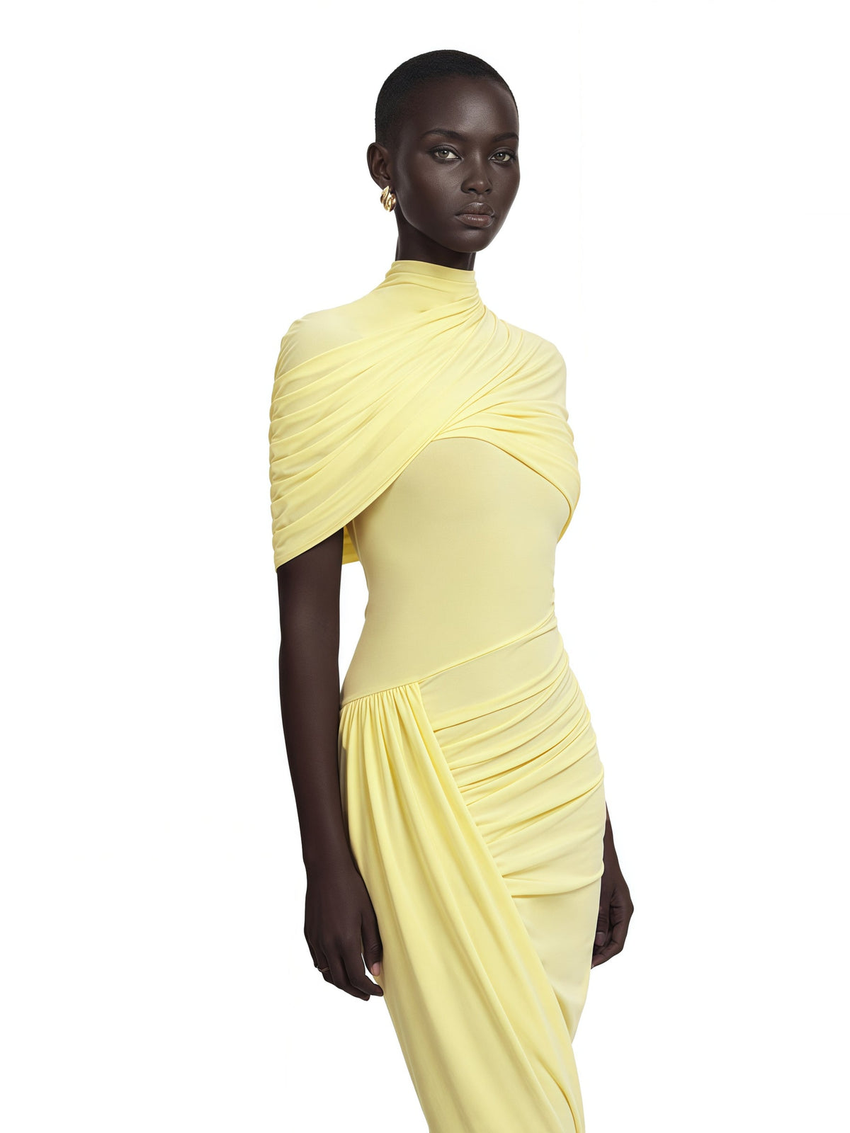 Manuela Asymmetric Caped Midi Dress — Svelte Chic