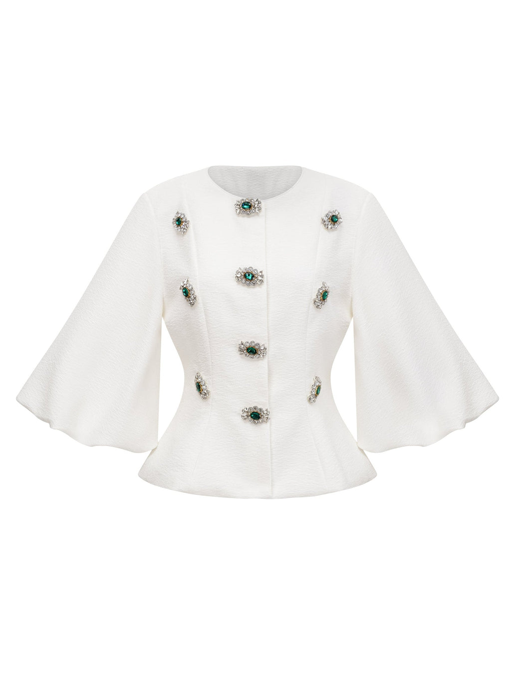 Berenice Puff Sleeve Crystal Peplum Jacket — Svelte Chic