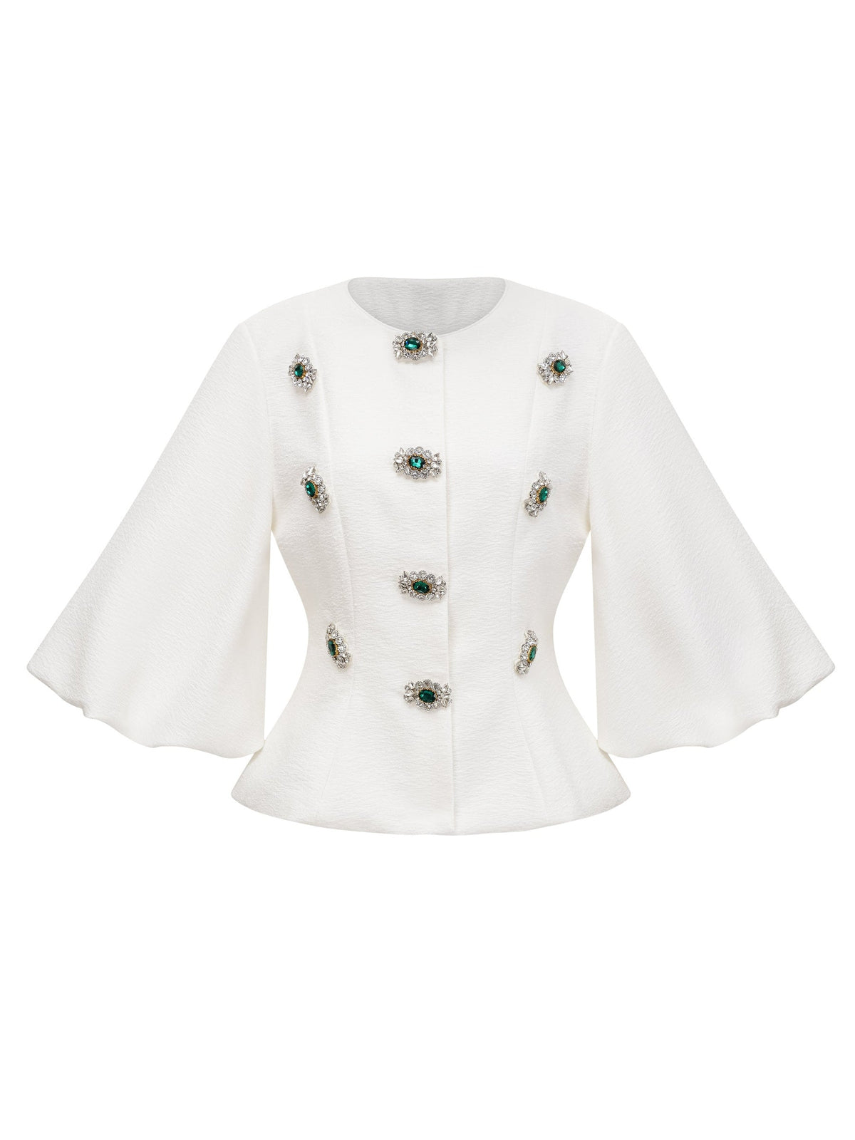 Berenice Puff Sleeve Crystal Peplum Jacket — Svelte Chic