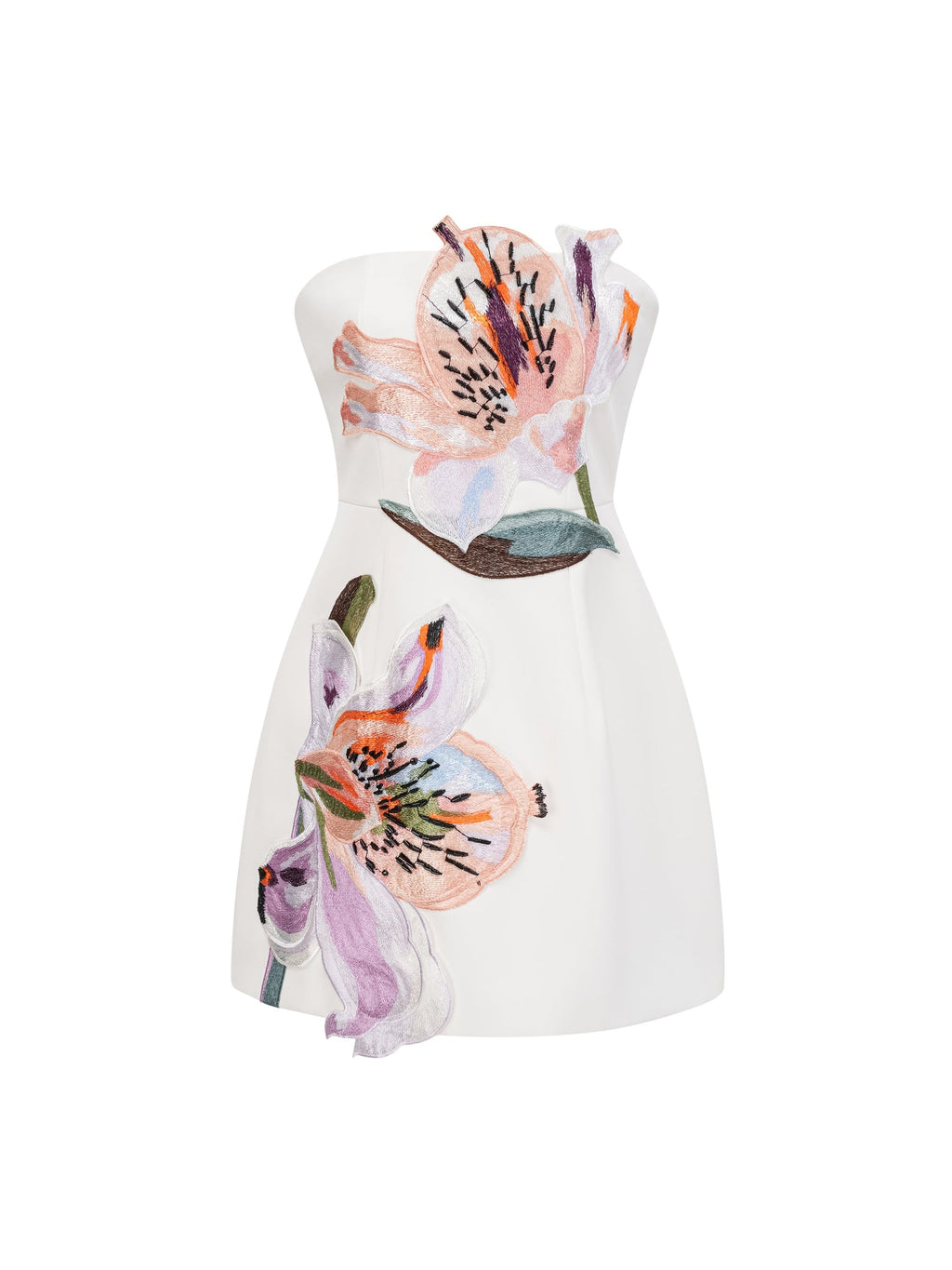 Automne Off Shoulder Floral Embroidered Mini Dress — Svelte Chic