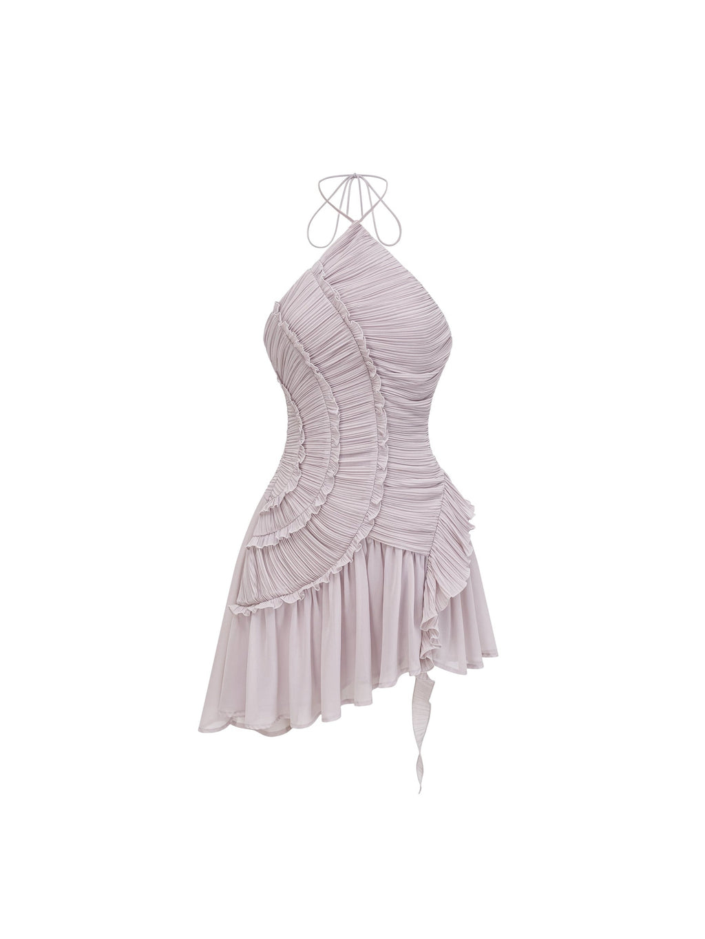 Doux Halter Neck Ruffle Mini Dress — Svelte Chic