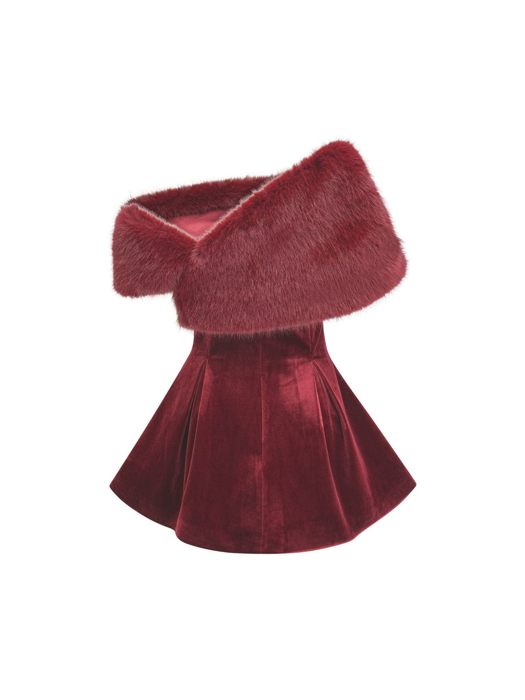 Wivika Strapless Velvet Faux-Fur Mini Dress - Burgundy — Svelte Chic