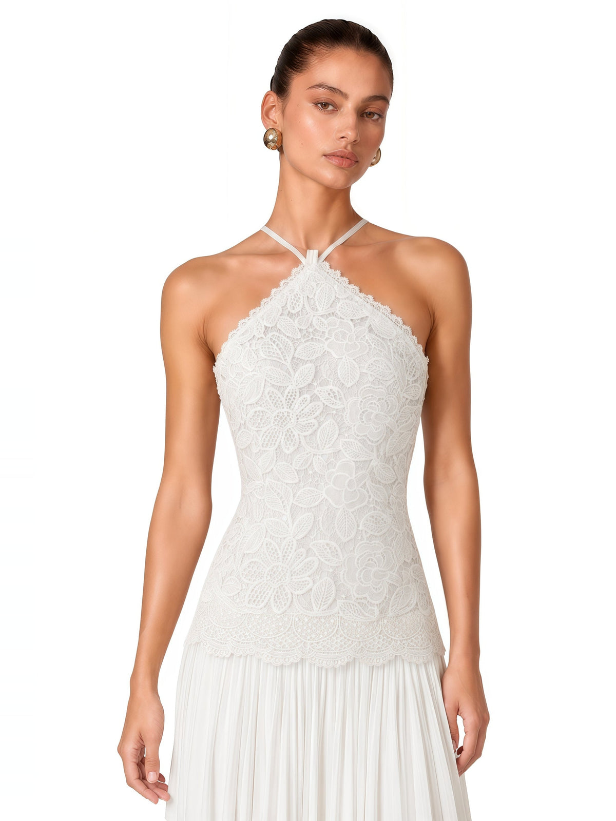 Lucille Halter Lace Chiffon Maxi Dress — Svelte Chic