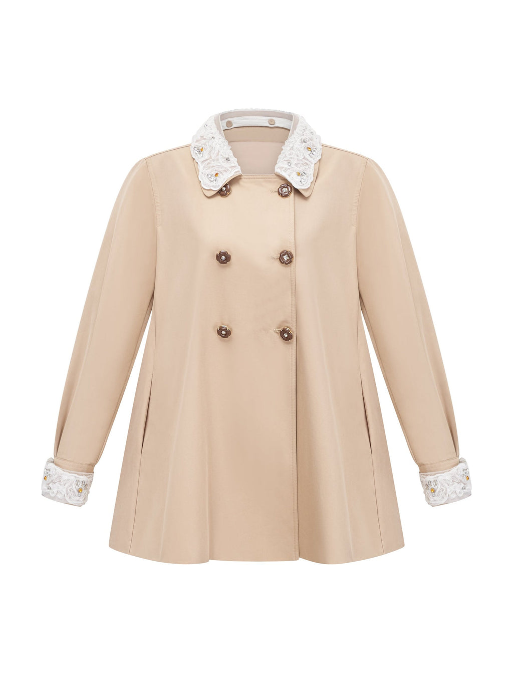 Marta Crystal Lace Trim Trench Coat — Svelte Chic