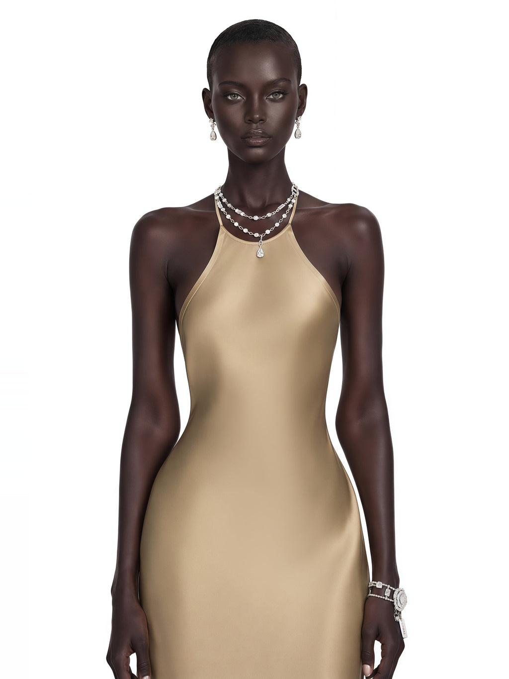 Loviatar Open Back Crystal Satin Maxi Gown — Svelte Chic
