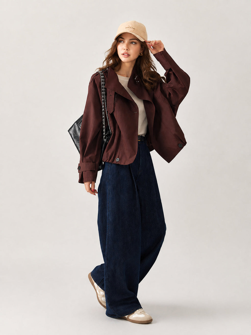 Oversized Double-Breasted Cropped Trench Coat — Svelte Chic
