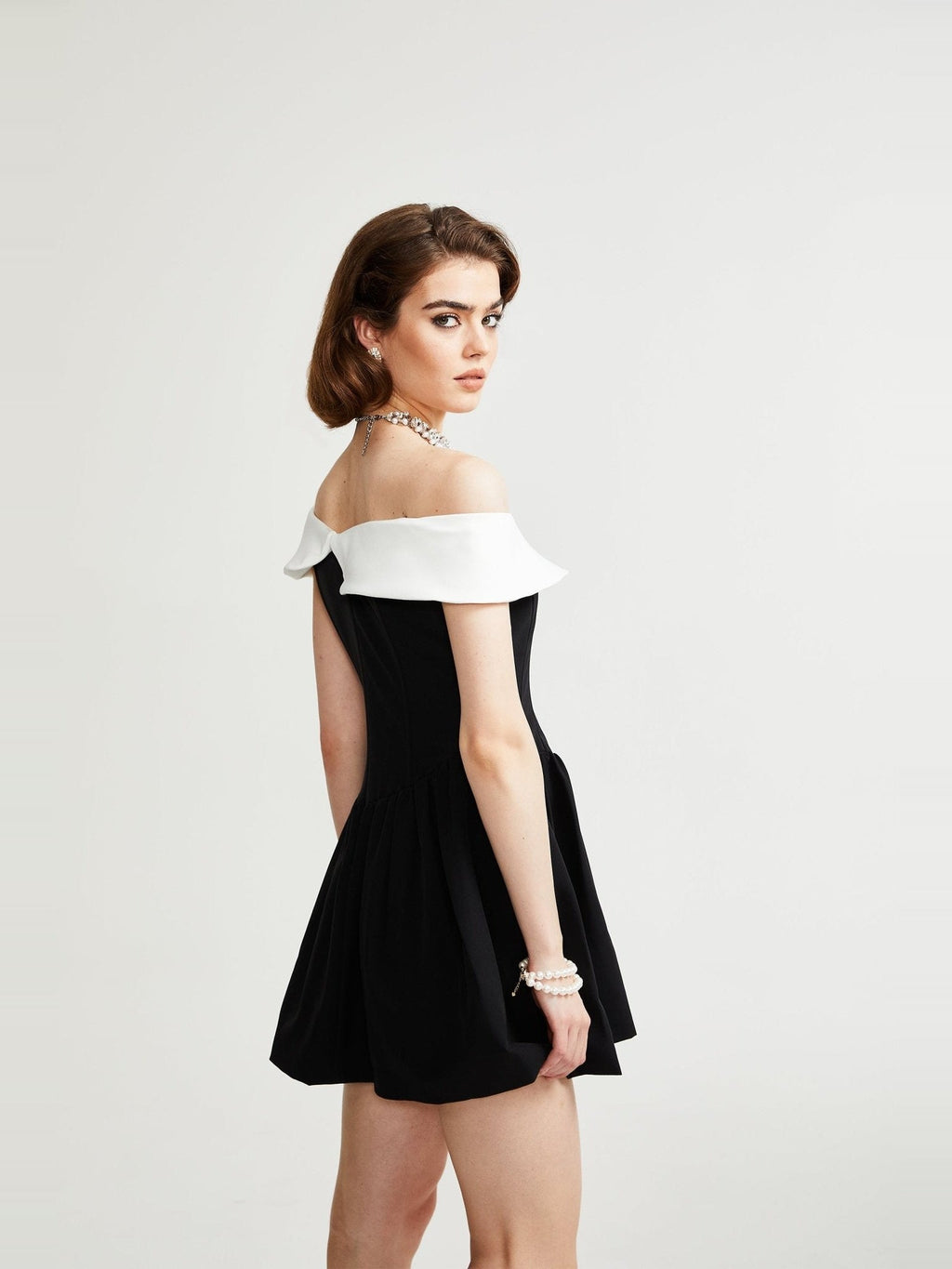 Deniece Off-Shoulder Bow-Detail Mini Dress - Black — Svelte Chic