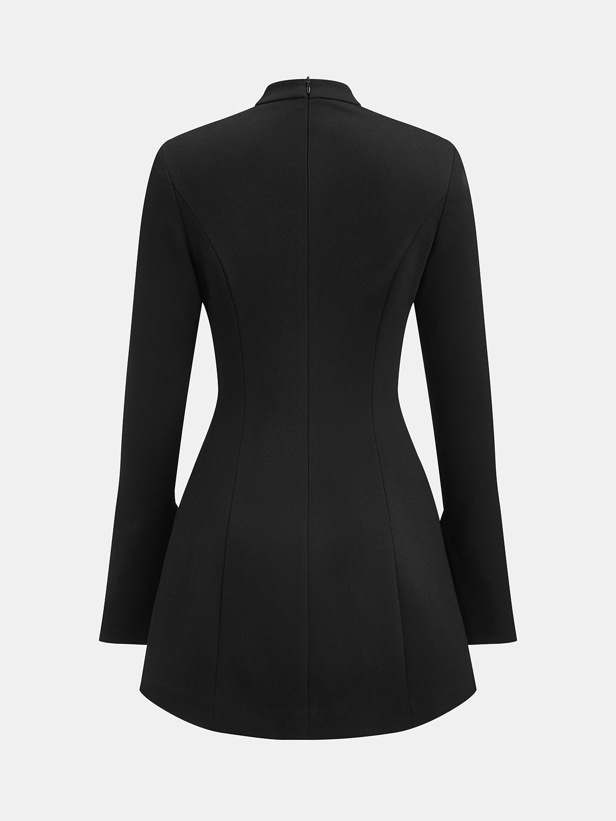 Keyhole Mandarin Collar Flare Sleeve Mini Dress - Black — Svelte Chic