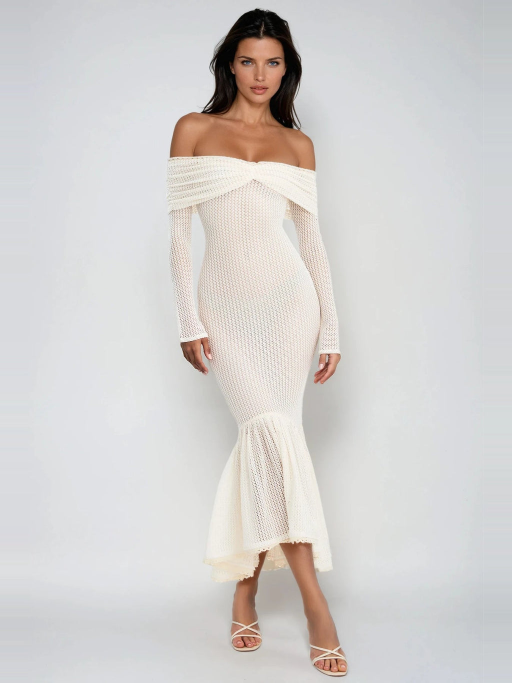 Dilwen Off Shoulder Knit Bodycon Midi Dress — Svelte Chic