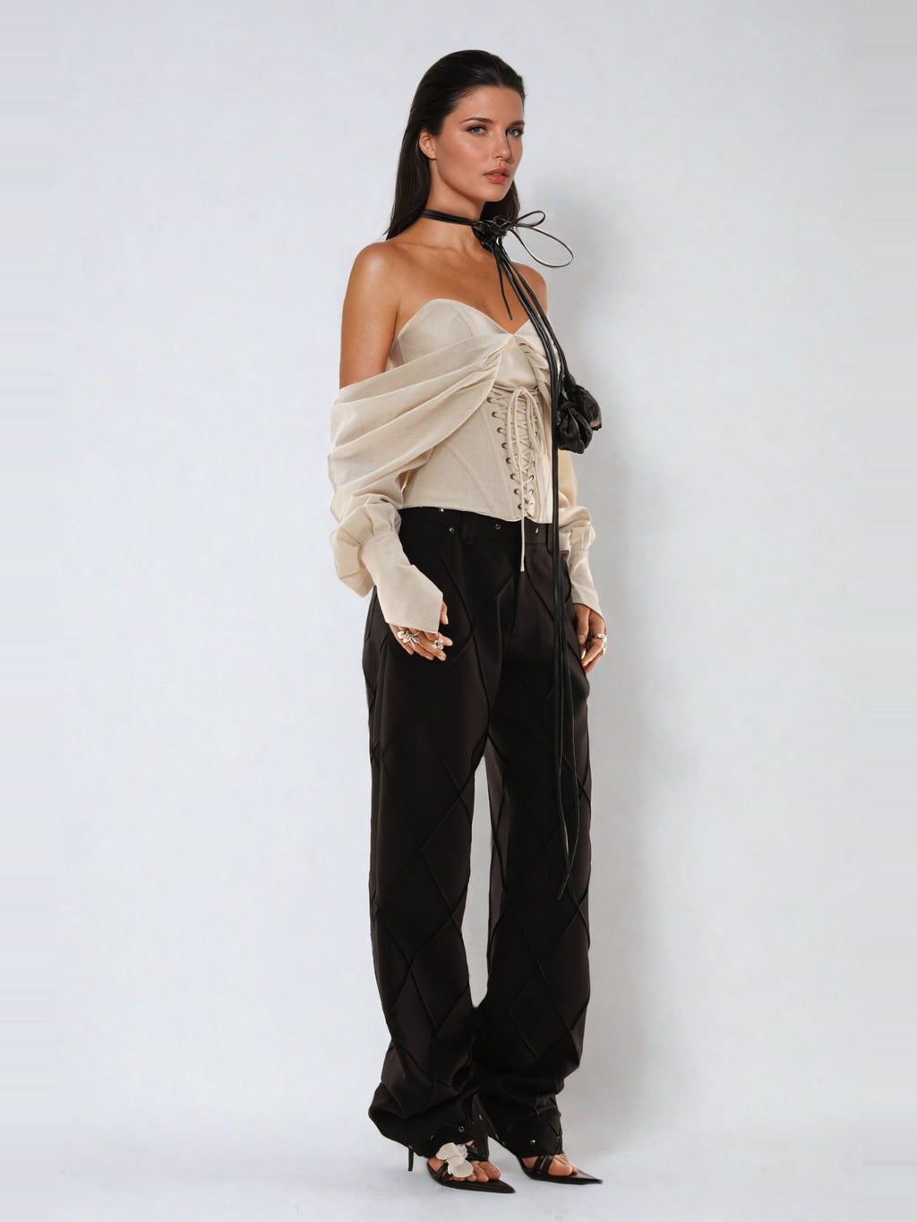 Ballad Off-Shoulder Lace-Up Corset Top — Svelte Chic