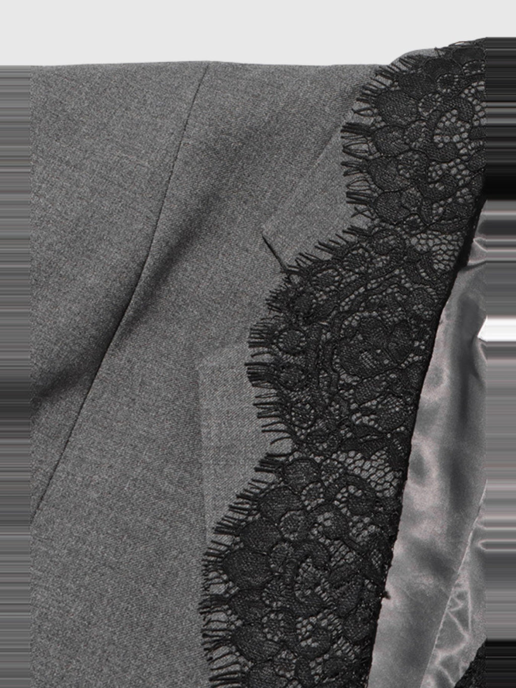 Gargi Lace Trim V Neck Blazer - Grey — Svelte Chic